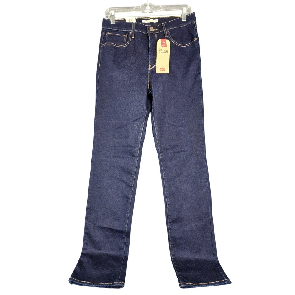 Levis 724 High Rise Straight Jeans Womens 10 Medium W30 L32 Dark Indigo Blue